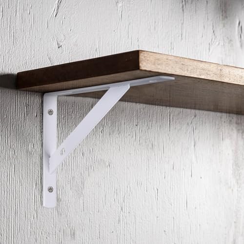 8Pcs White L Floating Shelf Brackets, Wall Mount 9.84x6.29in