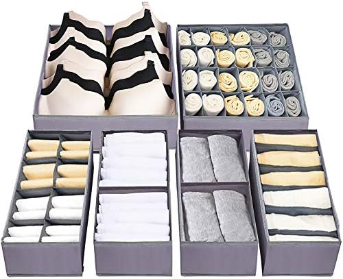 Jay-Chi Dresser Drawer Underwear Organizer - Large Drawer Organizer Closet Divider Washable Clothes Bra Sock Tie Foldabl