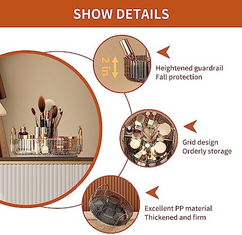 YCIA&DONE Rotating Makeup Organizer for Vanity, Large Capacity Make Up Storage Skin care Shelf Perfume Holders Cosmetic 
