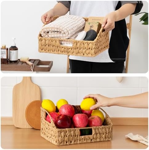 GRANNY SAYS Wicker Storage Basket, Trapezoid Woven Baskets for Storage