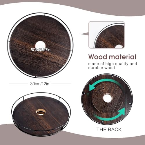 12" Lazy Susan with Umbrella Hole for Outdoor Patio Table - 360° Rotation Iron Turntable Organizer for Beach Umbrellas P