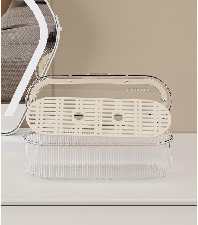 Makeup Brush Holder Organizer, Clear Acrylic Makeup Sponges Organizer, Cosmetic Storage Case with Lid, Display Case for 