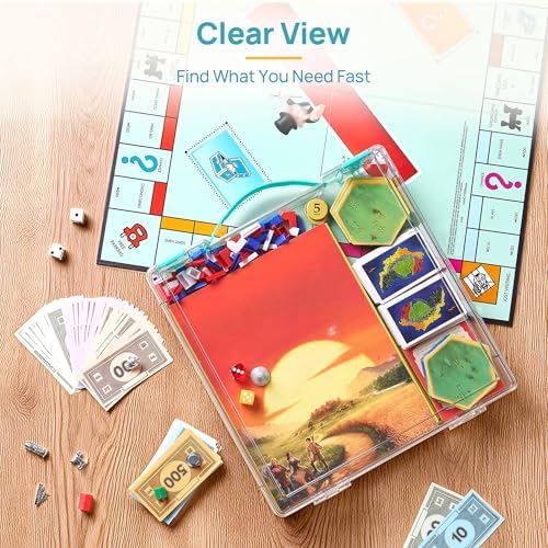 Vtopmart 3 Pack Board Game Storage with Handle and Snap-Tight Latch Lid