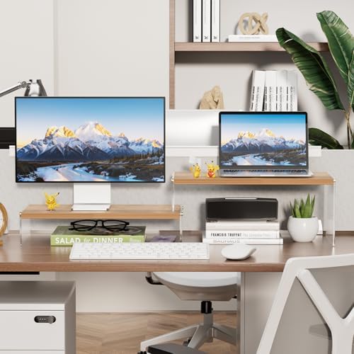 YGYQZ Adjustable Monitor Stand Riser, 7.67"×15.74" Dual Monitor Desk Stand