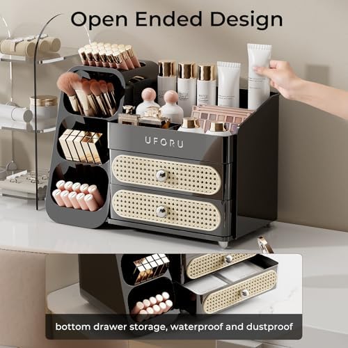 UFORU Makeup Organizer Countertop with Brush Holder for Vanity Bathroom