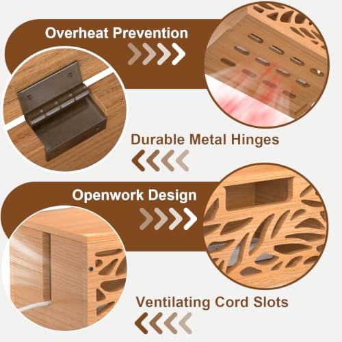 Large Cable Management Box, Wooden Cord Hider Box for Power Strip