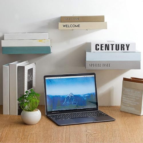 Jetec 6 Pack Invisible Bookshelf Wall Mounted Metal Heavy Duty, White