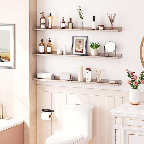 HOOBRO Floating Shelves, Wall Shelf Set of 3, 47.2 Inches Hanging Shelf