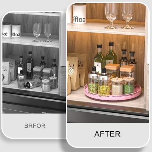 13" Oak Wood Lazy Susan Organizer, Lazy Susan for Cabinet Dining Table Pantry Wood Turntable Organizer Tray for Coffee T