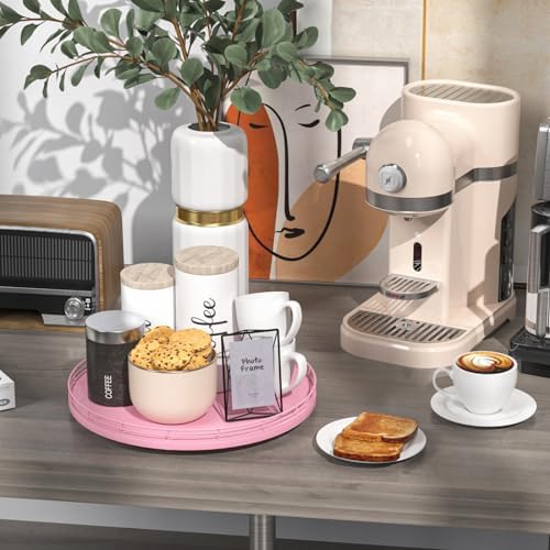 13" Oak Wood Lazy Susan Organizer, Lazy Susan for Cabinet Dining Table Pantry Wood Turntable Organizer Tray for Coffee T