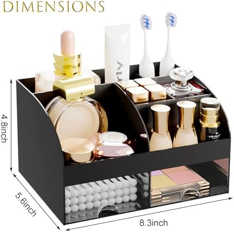 Makeup Organizer with 2 Drawers, Cosmetic Storage for Dresser Vanity and Bathroom Countertop,Make up organization and Sk