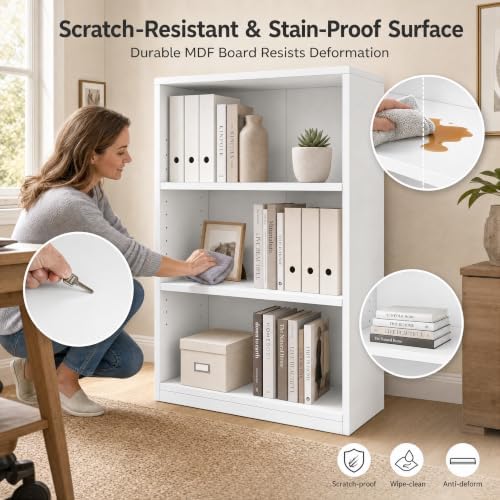 WannabeMyself【Easy Assembly】 Open Display 3-Tier Bookshelf,Storage Organizer,Bookcase for Living Room, Bedroom, Home Off