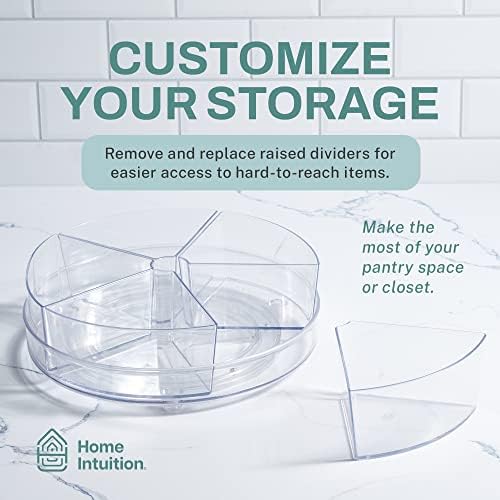 Home Intuition Round Plastic Lazy Susan Turntable Food Storage Container for Kitchen (5 Removable Bin, 1 Pack)