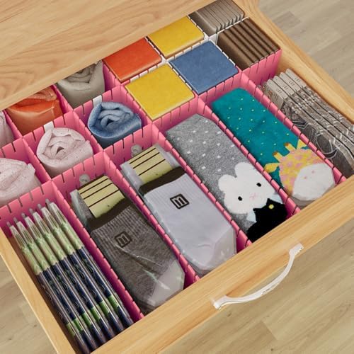 ALBAD Plastic Drawer Dividers Adjustable Drawer Organizer Dividers Separator for Tidying Clutter/Cutlery/Underwear/Socks