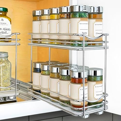 LYNK PROFESSIONAL® Pull Out Spice Organization for Cabinets - 4-3/8 inch Wide – Spice Rack for Inside Cabinets, Slide Ou