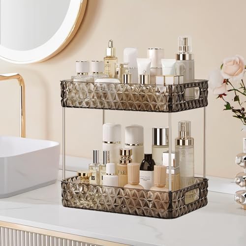 Makeup Organizer for Vanity, High-Capacity Clear Makeup Storage Perfume Organizers,Cosmetic Display Cases,Bathroom Count