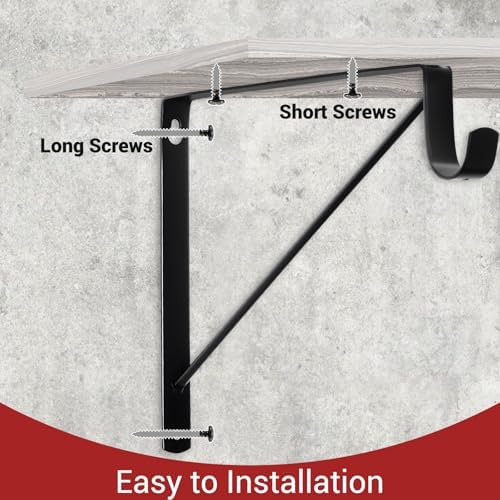 Closet Rod Brackets 11x9.5in, 10 Pack Closet Shelf Brackets, Black