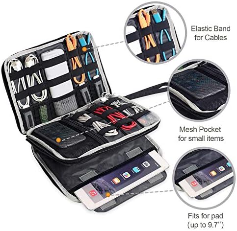 BUBM Double Layer Electronics Organizer, Travel Gadget Bag for Cables, Memory Cards, Flash Hard Drive and More, Fit for 