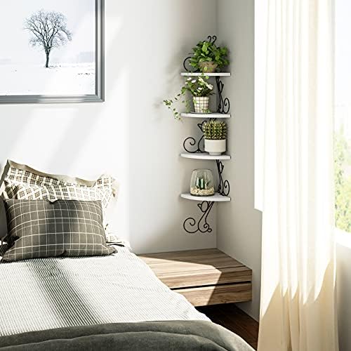 Alsonerbay 4-Tier Cat Shaped Corner Floating Shelf Wall Mount, White
