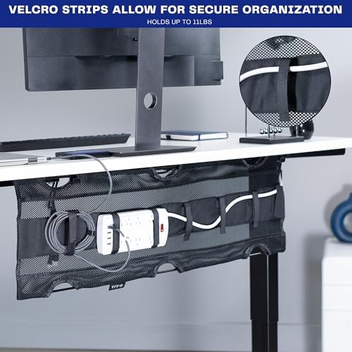 VIVO Black Screw-on 36 in Mesh Net Cable Management Holder, DESK-AC36MH-S
