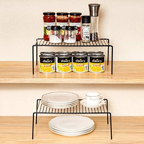 iPEGTOP Set of 6 Large (15.7 x 9.4 Inch) Kitchen Cupboard Organiser, Freezer Cabinet Storage Metal Shelf Wire Rack, Rust