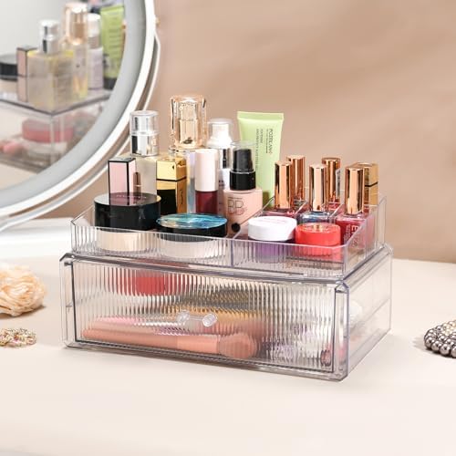 ZHIAIstackable storage drawer, transparent acrylic storage box, cosmetics and beauty product storage organizer, suitable