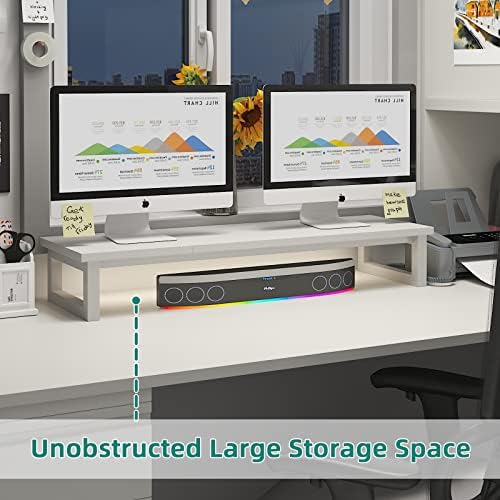 YAOHUOO Dual Monitor Stand Riser, 39Inch Large Monitor Stands for 2 Monitors, Computer Monitor Stand, Wooden Desktop Ora