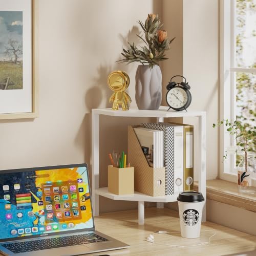 Creso hom Corner Shelf Stand, 2 Tier Industrial Corner Bookshelf