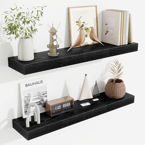 Fun Memories Floating Shelves 30 Inch, Wall Mounted Wood Shelf Set of 2, Farmhouse Decor for Bathroom, Bedroom, Kitchen,