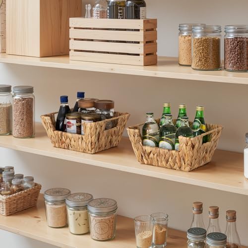 StorageWorks Wicker Storage Basket, Pantry Baskets, Water Hyacinth