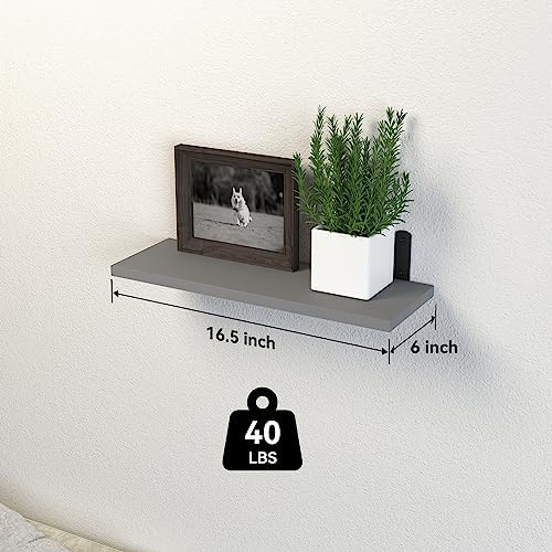 DOLLFIO Floating Wall Shelves, Decor & Storage, Grey, 16.5'', 3Pcs