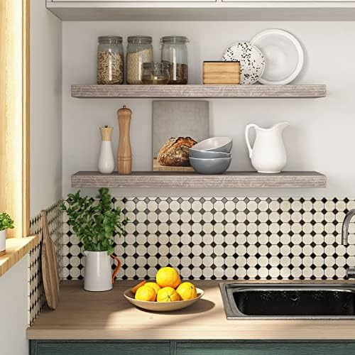 HOOBRO Floating Shelves for Wall, Wall Mounted Shelf Set of 2, 31.5" Hanging Shelf with Invisible Brackets, for Wall Dec