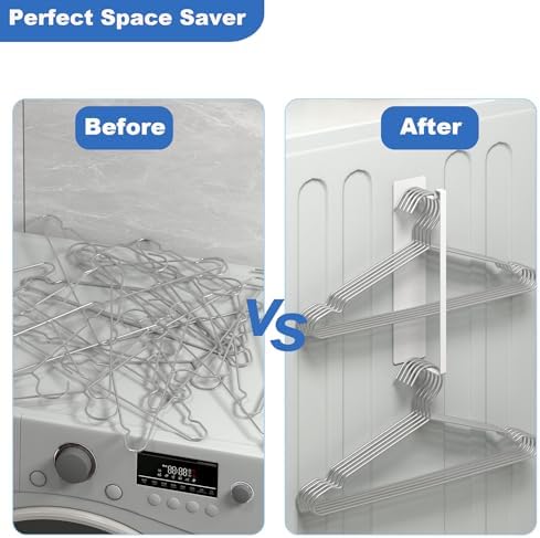 Magnetic Hanger Organizer, Thipoten Hangers Holder for Washing Machine, Holding up to 30 Velvet/Wire/Plastic Hangers, Perfect Space Saver for Laundry Room (1, White)