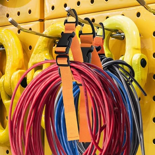 6 Pack Adjustable Extension Cord Holder Straps,Orange