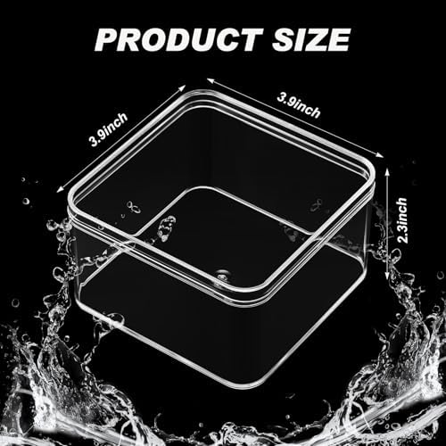 8 Pcs Clear Acrylic Box with Lid, 3.94 x 3.94 x 2.36 Inch, Classic Style