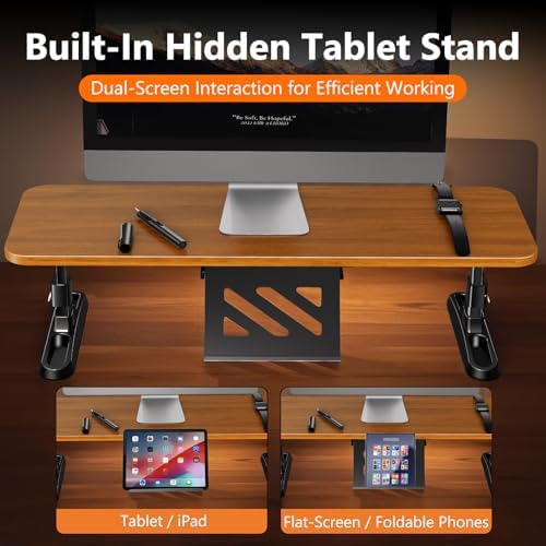 Ergonomic Wooden Monitor Stand Riser with Height Adjustable Button