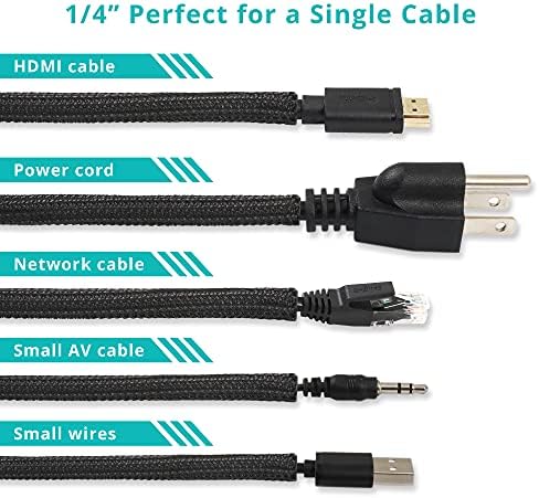 ZhiYo Cable Sleeve, 20ft, 1/4 inch, Black