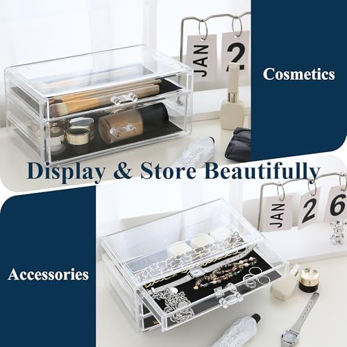 Sea Team Stackable Clear Acrylic Makeup Organizer with Drawers for Vanity