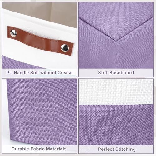 Bagnizer Storage Bins Large Fabric Storage Baskets for Shelves 3 Pack, Decorative Linen Closet Baskets with Handles for 