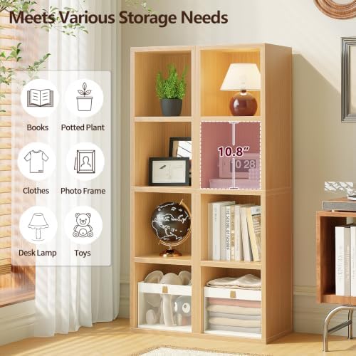 4-Tier Tall Narrow Bookshelf,Slim Bookcase with Open Cubes