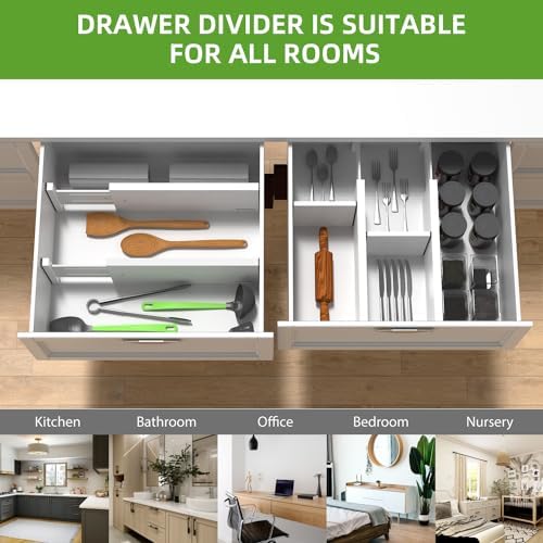 ANTOWIN 4 Pack Expandable Drawer Dividers, 4.7'' High, Extend from 12.2'' to 17.7'', Bamboo Dresser Drawer Organizers Se