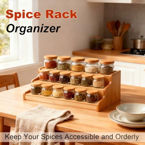 JinDoWin 2 Pack Cabinet Spice Rack Organizers - Enhanced Cabinet Spice Organizer, Practical Spice Rack Organizer for Cab