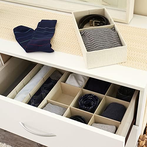 Household Essentials 3‑Piece Drawer Organizer Starter Set in Customizable Inserts of Large and Small Trays, Cream