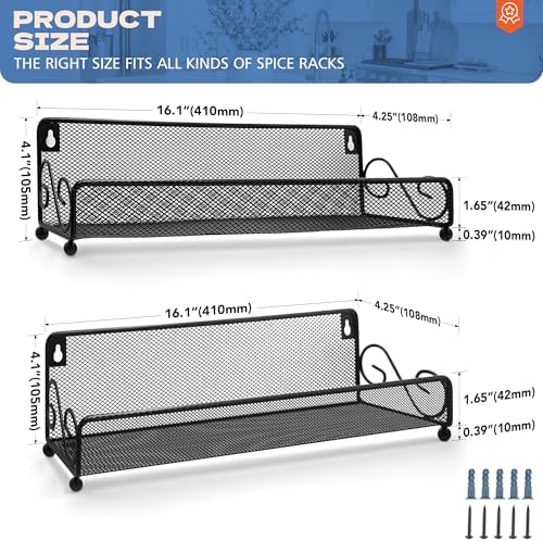 2 pack spice rack organizer for wall mounted or countertop , Jars Storage Organizer, Cabinet Holder, kitchen metal spice