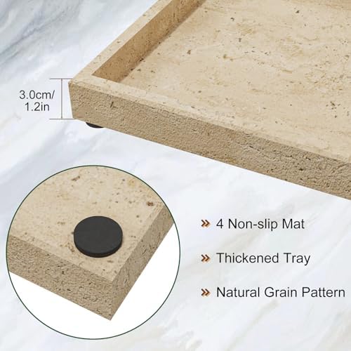 Marble Tray Bathroom, Pure Natural, 11.8x7.9x1.2 in, Travertine