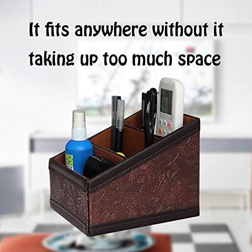 PU Leather Remote Control Holder Storage Container for TV Remote Phone Caddy Eyeglasses