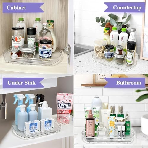 Incostar 360° Rotating Lazy Susan Turntable Organizer - Multifunctional 11.8" x 8.7" Rectangular Organizer for Refrigera