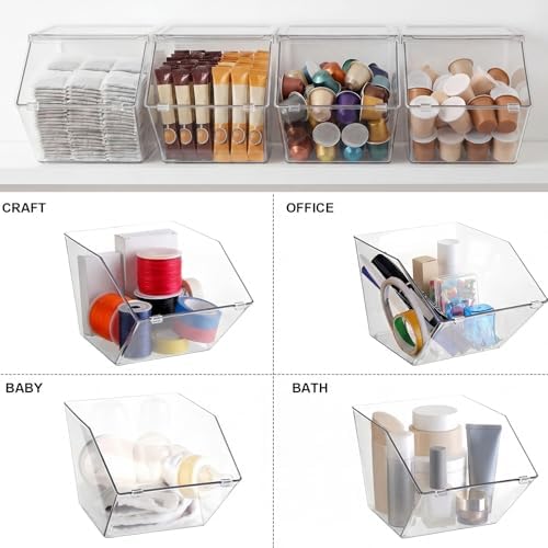 Yerliker 8 Pcs Clear Stackable Storage Bins with Lids, Extra Large