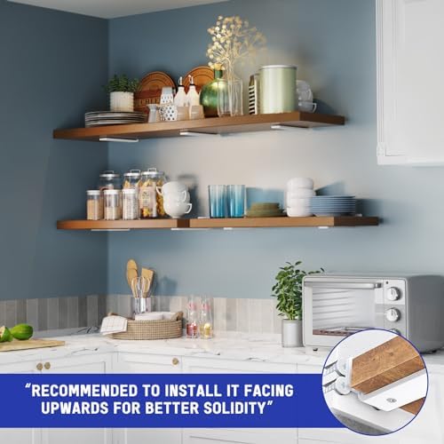 Goovilla Shelf Bracket, Floating Shelf Brackets 8 inch Long, 6 Pack, White