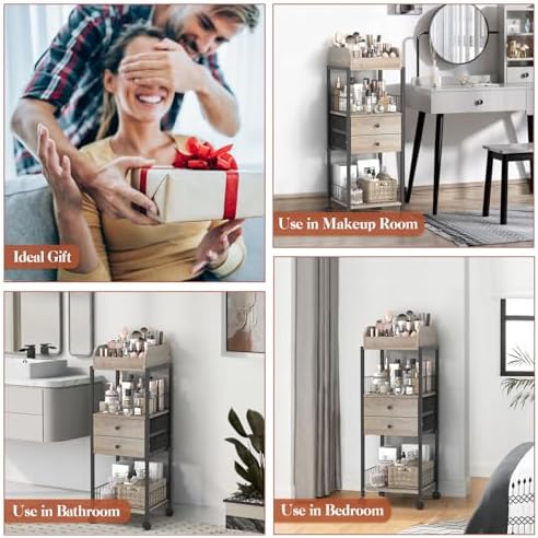 Makeup Organizer, Floor Skincare Organizers Make Up Organizers and Storage with Drawers, Vanity Organizer Cosmetics Disp